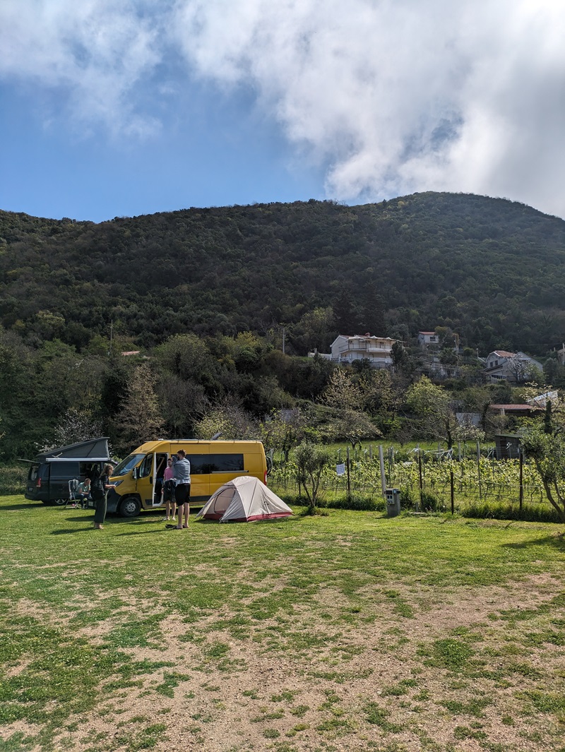 Daniela's Peugeot boxer van parked up camping on a beautiful sunny day